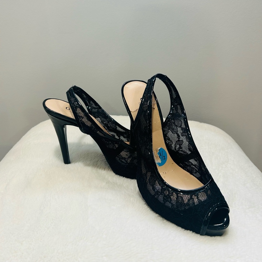 Guess platform shoes, size 6.5, BLACK, heel 5', Worn once, good condition.